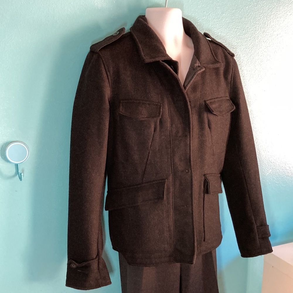 Rogue State Mens Size L Heavy Charcoal Gray Wool Button Up Jacket